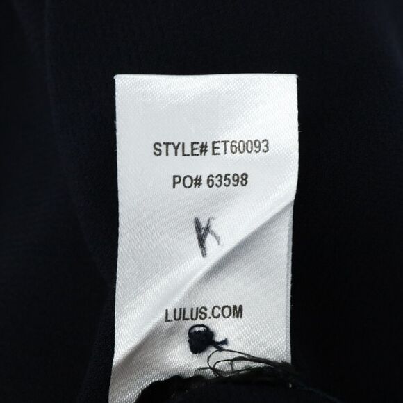 Lulus Top Womens Medium Navy Blue Lace Yoke Crepe Blouse Pullover Romantic - Picture 12 of 15